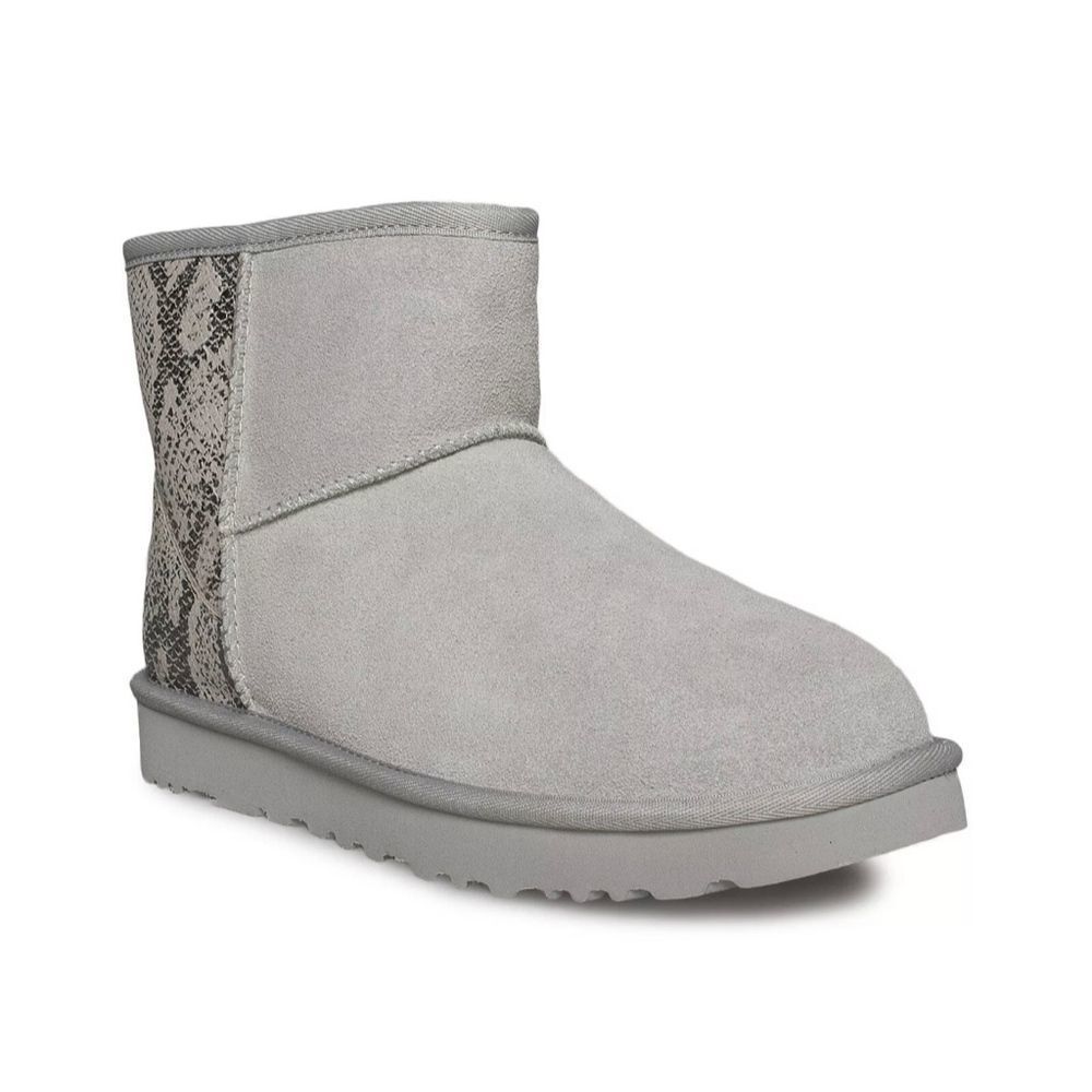 UGG CLASSIC MINI METALLIC SNAKE BOOT SILVER/GRAY